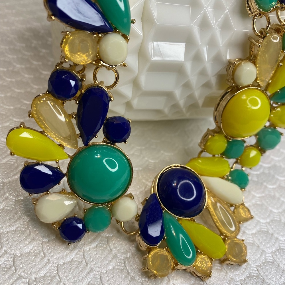 Navy Yellow snd White Summery Necklace